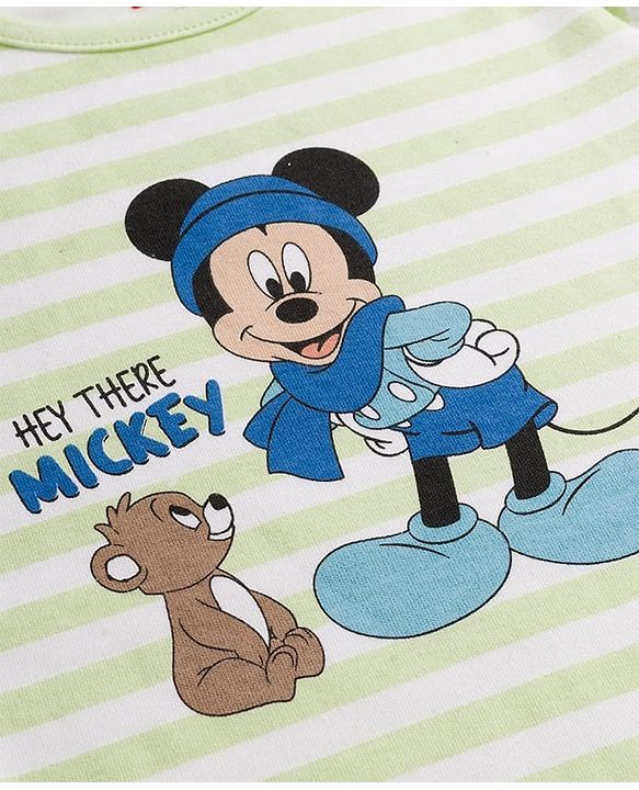 Babyhug Disney Interlock Knit Full Sleeves Onesies with Minnie Mouse Graphic Pack of 3 - Light Green Light Blue & White