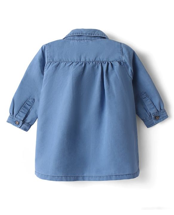 Babyhug Disney Denim Knit Dress with Full Sleeves and Piglet Embroidery in Blue