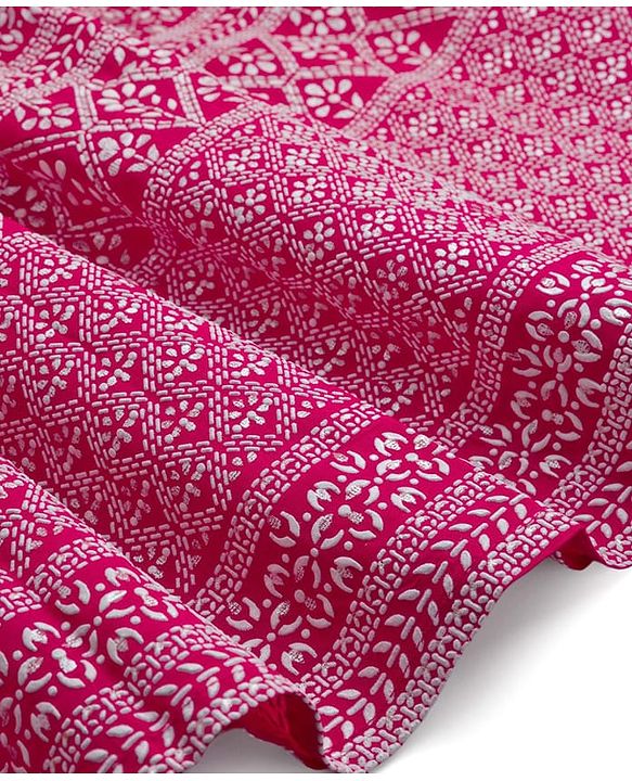 Pine Kids Woven Sleeveless Smoke Detailing Embroidered Choli & Lahenga Set With Dupatta - Pink