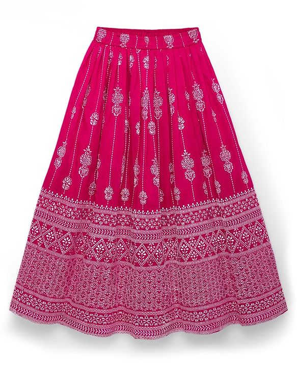 Pine Kids Woven Sleeveless Smoke Detailing Embroidered Choli & Lahenga Set With Dupatta - Pink