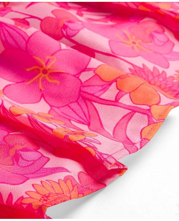 Pine Kids Woven Half Sleeves Floral Printed Choli Lehenga Set with Dupatta - Pink