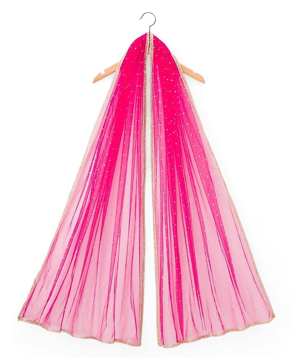 Pine Kids Woven Half Sleeves Choli Lehenga & Dupatta Set With Floral Foil Embroidered & Printed - Navy Blue & Pink