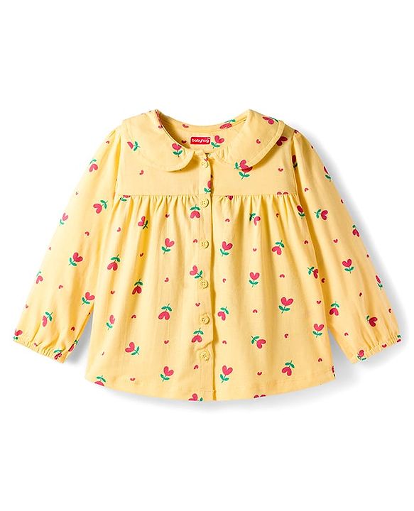 Babyhug Cotton Knit Full Sleeves Co-Ord Night Suit with Floral  Print - Yellow