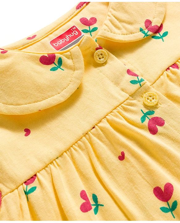 Babyhug Cotton Knit Full Sleeves Co-Ord Night Suit with Floral  Print - Yellow