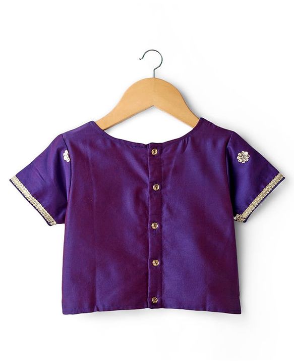 Pine Kids Woven Half Sleeves Tropical Theme Printed Choli Lehenga Set with Dupatta & Lace Detailing - Purple