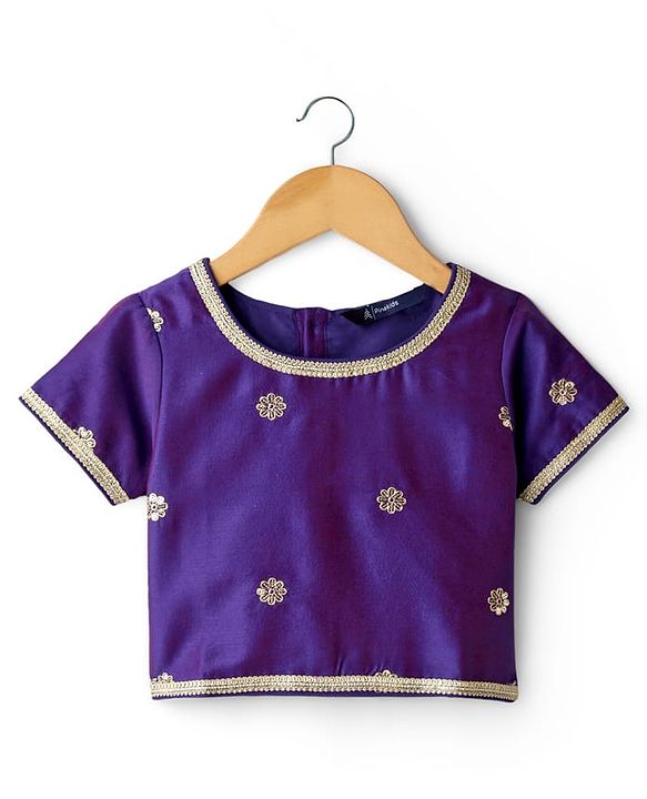 Pine Kids Woven Half Sleeves Tropical Theme Printed Choli Lehenga Set with Dupatta & Lace Detailing - Purple