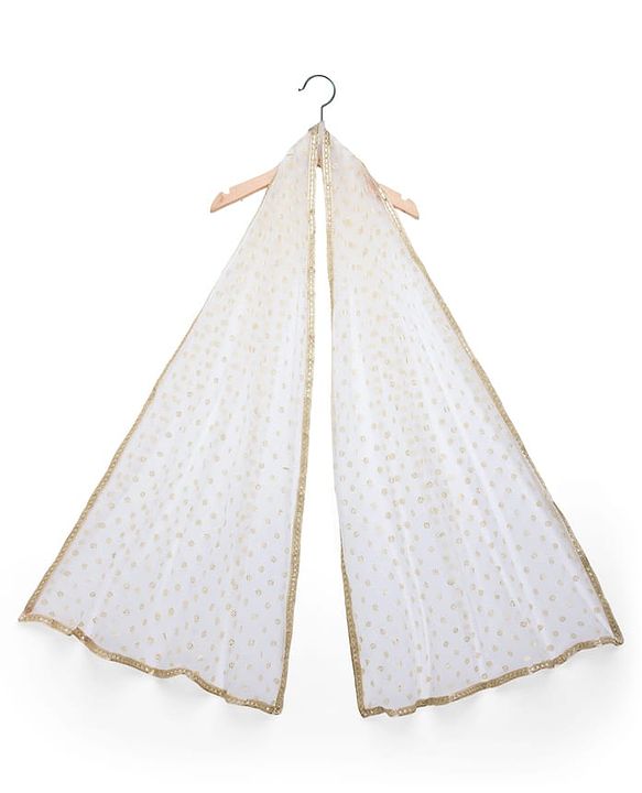 Pine Kids Woven Three Fourth Sleeves Choli Lehenga & Dupatta Set with Floral Print - Mint Green