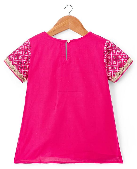 Pine Kids Cotton Woven Choli Lehenga & Dupatta Set With Floral Foil Print - Pink