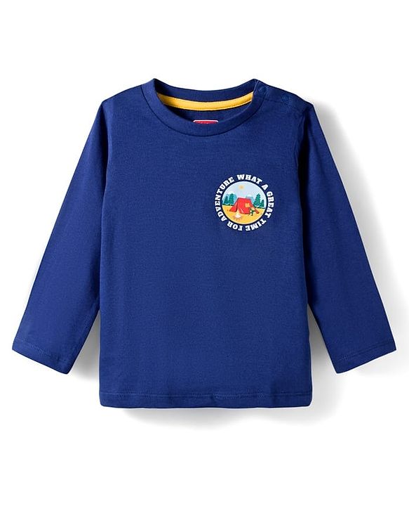 Babyhug 100% Cotton Knit Full Sleeves T-Shirt with Adventure Text Print Pack of 3 - Dark Green & Yellow Blue