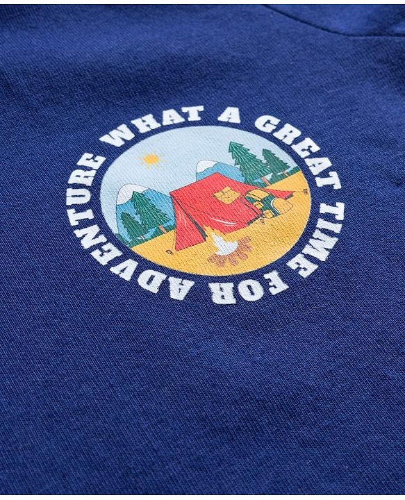 Babyhug 100% Cotton Knit Full Sleeves T-Shirt with Adventure Text Print Pack of 3 - Dark Green & Yellow Blue