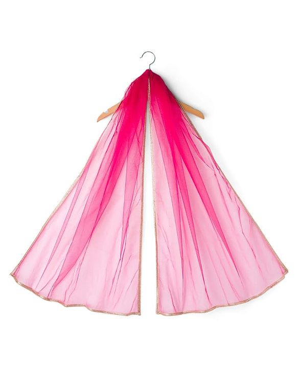 Pine Kids Woven Half Sleeves Floral Embroidered Choli with Foil Printed Lehenga & Dupatta Set - Pink & Limegreen