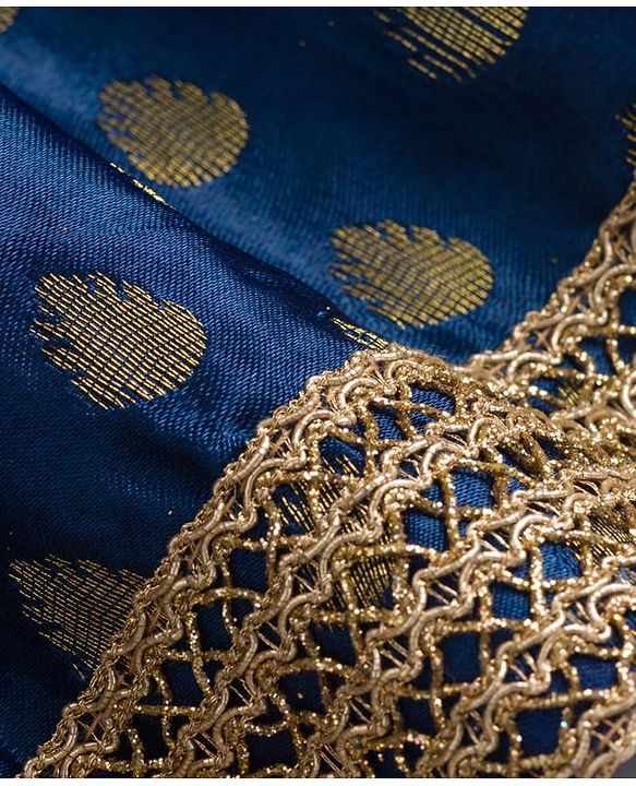 Pine Kids Woven Half Sleeves Lehenga Choli & Dupatta Set with Sequin Detailing - Red & Blue