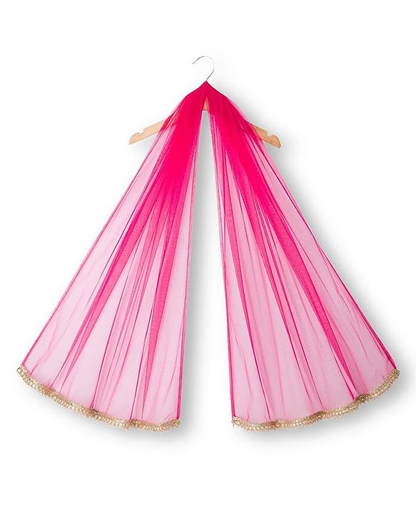 Pine Kids Woven Sleeveless Choli Lehenga Set with Dupatta & Floral Embroidery - Dark Pink