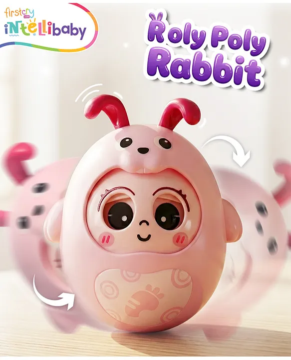 Intellibaby Premium Roly Poly Rabbit - Pink | Push & Shake Tumbler