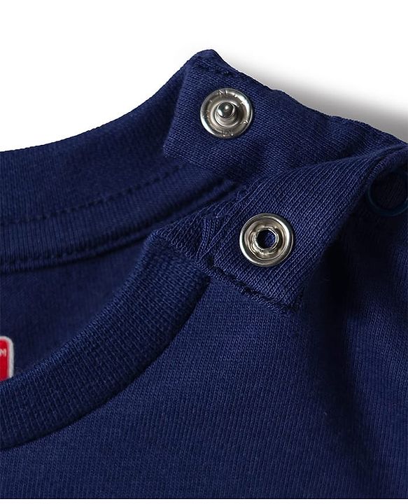 Babyhug 100% Cotton Knit Full Sleeves T-Shirt with Adventure Text Print - Navy Blue