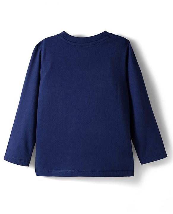 Babyhug 100% Cotton Knit Full Sleeves T-Shirt with Adventure Text Print - Navy Blue