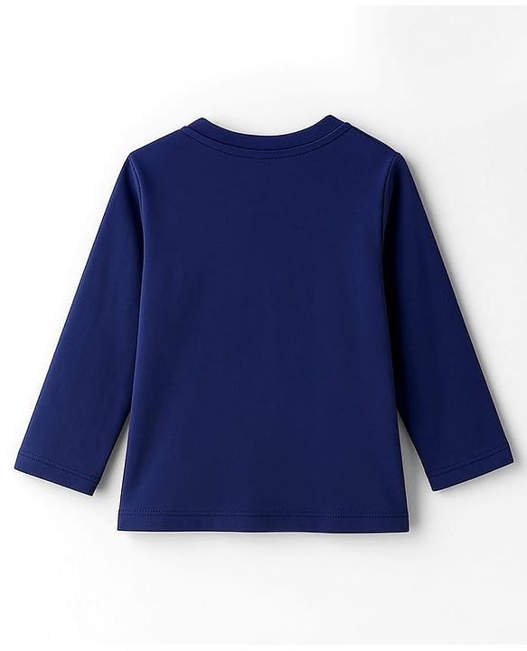 Babyhug 100% Cotton Knit Full Sleeves T-Shirt with Dino Print - Navy Blue