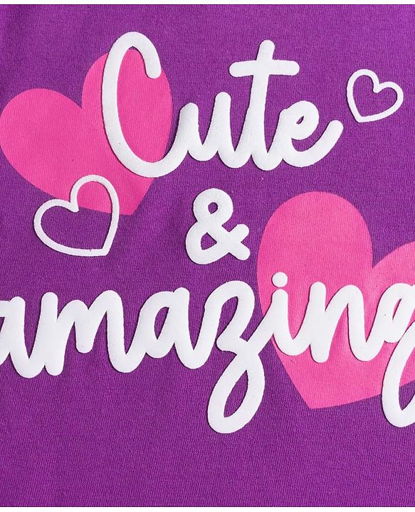 Babyhug 100% Cotton Knit Full Sleeves T-Shirt with Text Print - Violet