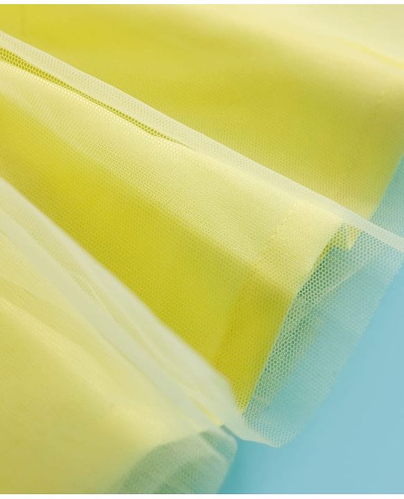 Babyhug Woven Cap Sleeves Party Dress With Sequin Detailing & Sling Bag - Yellow
