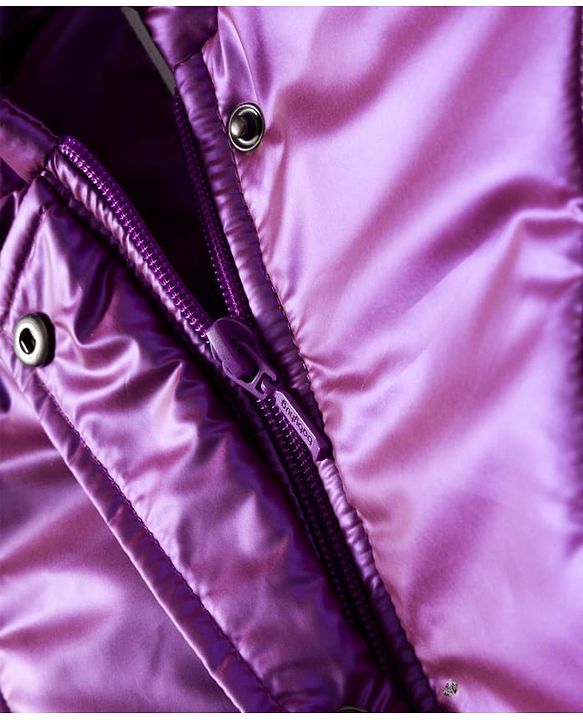 Babyhug Woven Full Sleeves Solid Color Hooded Padded Jacket - Purple
