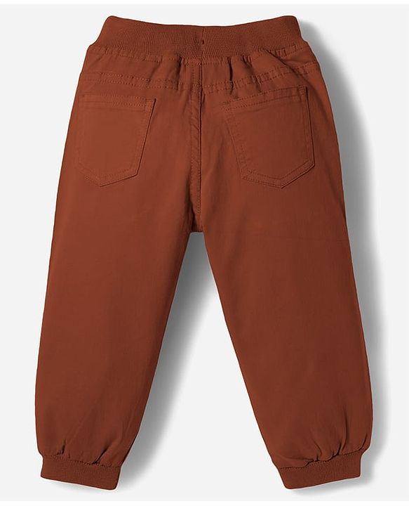 Babyhug Twill Woven Full Length Solid Color Joggers with Stretch - Grey