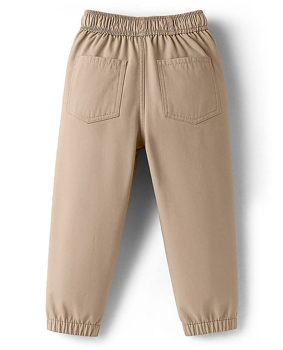 Babyhug Twill Woven Full Length Trouser Pant With Stretch - Beige
