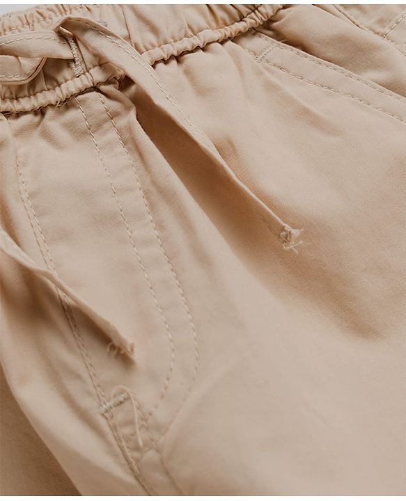 Babyhug Twill Woven Full Length Trouser Pant With Stretch - Beige