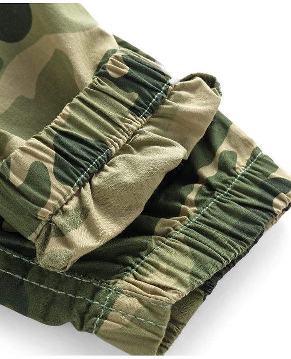 Babyhug Cotton Woven Full Length Jogger With Camouflage Print - Green