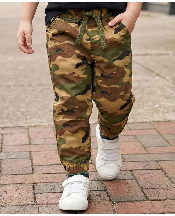Babyhug Cotton Woven Full Length Trouser Pant With Camouflage Print - Multicolour