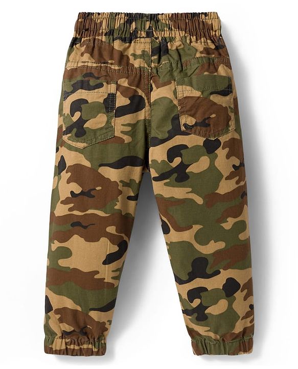 Babyhug Cotton Woven Full Length Trouser Pant With Camouflage Print - Multicolour