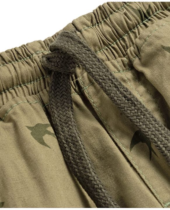 Babyhug Cotton Woven Full Length Trouser Pant With Bird Print - Green