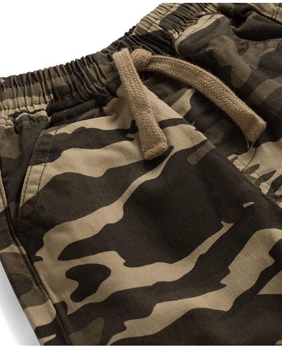 Babyhug Cotton Woven Full Length Trouser Pant With Camouflage Print - Brown