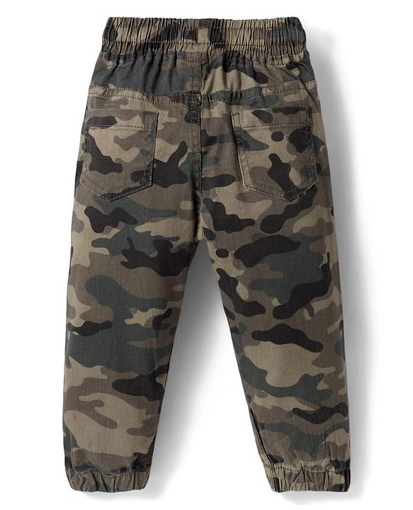 Babyhug Cotton Woven Full Length Trouser Pant With Camouflage Design - Multicolour