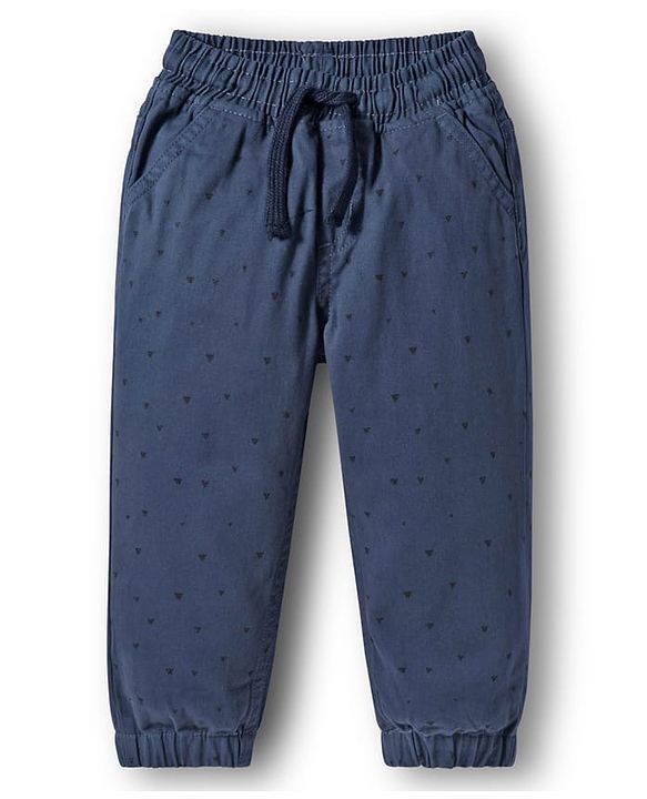 Babyhug Cotton Woven Full Length Printed Trouser Pant - Blue