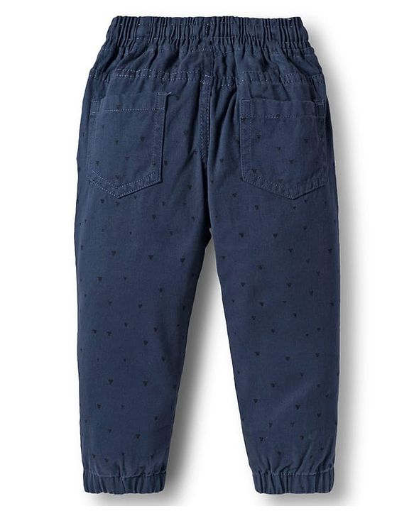 Babyhug Cotton Woven Full Length Printed Trouser Pant - Blue