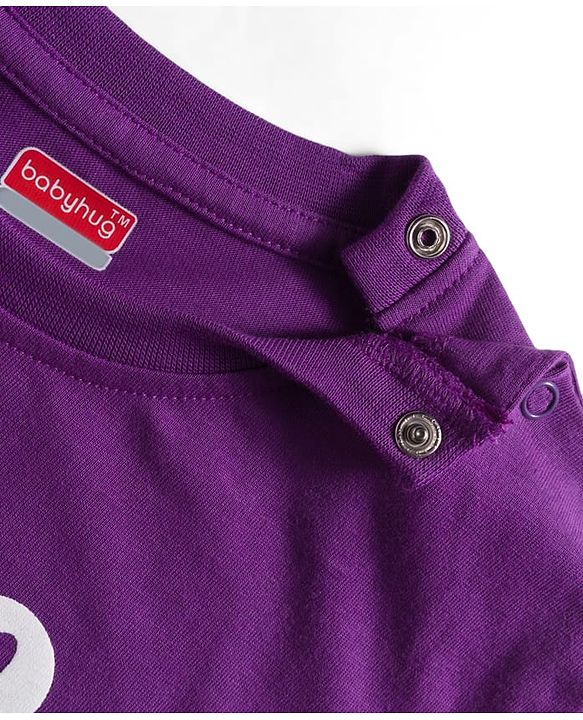 Babyhug 100% Cotton Knit Full Sleeves T-Shirt with Fabulous Text Print - Voilet