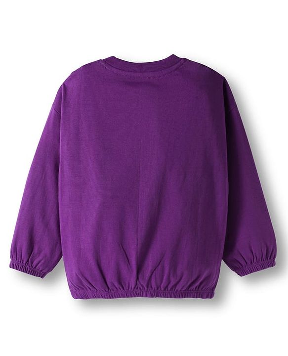 Babyhug 100% Cotton Knit Full Sleeves T-Shirt with Fabulous Text Print - Voilet