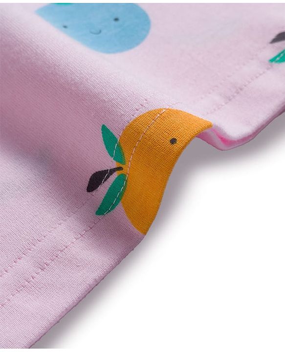 Babyhug 100% Cotton Knit Full Sleeves T-Shirt with Fruit Print - Light Pink
