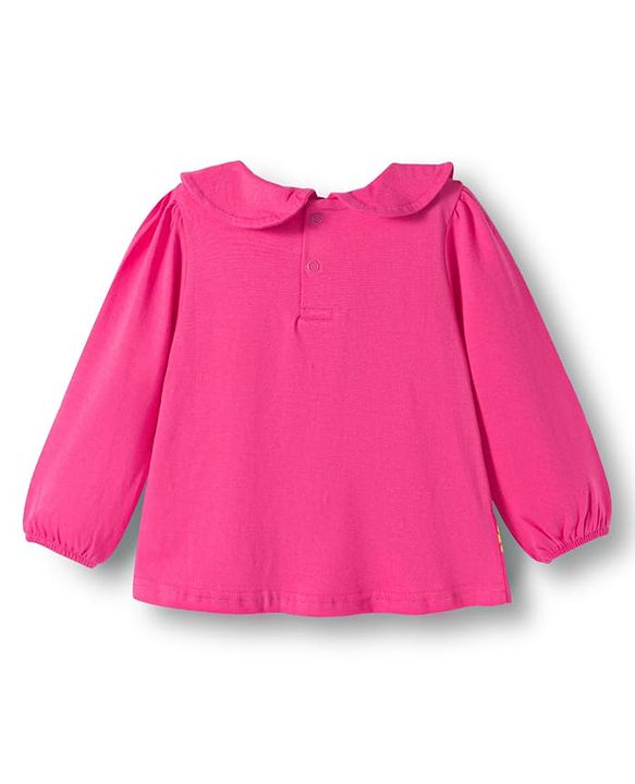Babyhug 100 % Cotton Knit Full Sleeves Peter Pan Collar Top with Floral & Animal Print - Dark Pink