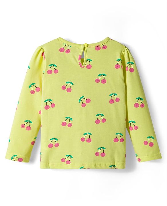Babyhug 100% Cotton Knit Full Sleeves T-Shirt with Fruit Print - Yellow