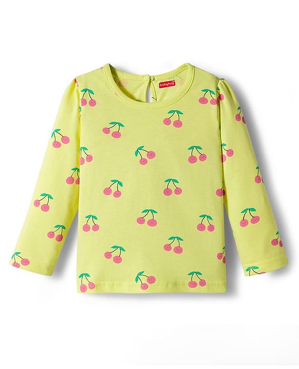 Babyhug 100% Cotton Knit Full Sleeves T-Shirt with Fruit Print - Yellow