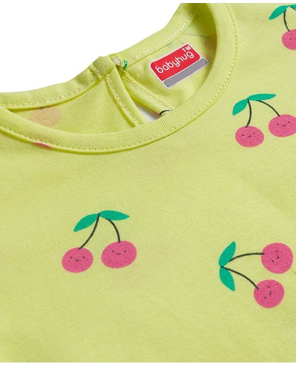 Babyhug 100% Cotton Knit Full Sleeves T-Shirt with Fruit Print - Yellow