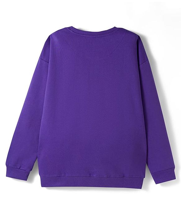 Pine Kids Disney Terry Knit Drop Shoulder Full Sleeves Sweatshirt With Mufasa Graphics - Purple