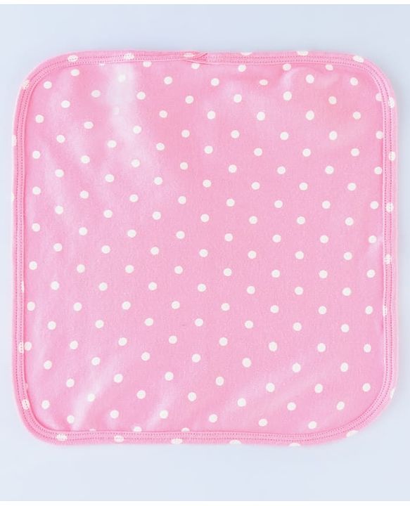 Babyhug Cotton Knit Wash Cloth with Floral Print Pack of 6 - Navy Blue Pink & Yellow