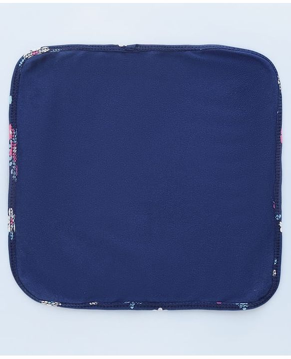 Babyhug Cotton Knit Wash Cloth with Floral Print Pack of 6 - Navy Blue Pink & Yellow