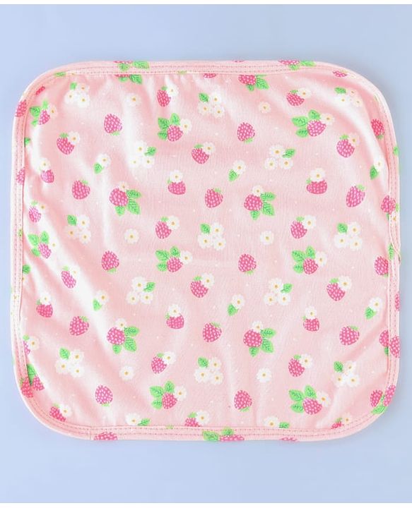 Babyhug Cotton Knit Wash Cloth with Floral Print Pack of 6 - Navy Blue Pink & Yellow