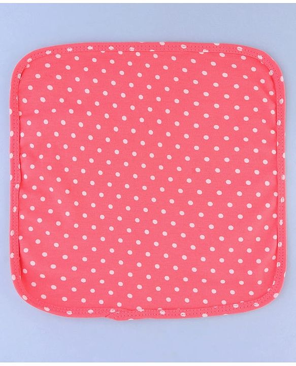 Babyhug Cotton Knit Wash Cloths with Floral & Polka Dot Pack Of 6 L 25.4 x B 25.4 cm - White Yellow & Pink
