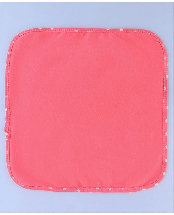Babyhug Cotton Knit Wash Cloths with Floral & Polka Dot Pack Of 6 L 25.4 x B 25.4 cm - White Yellow & Pink