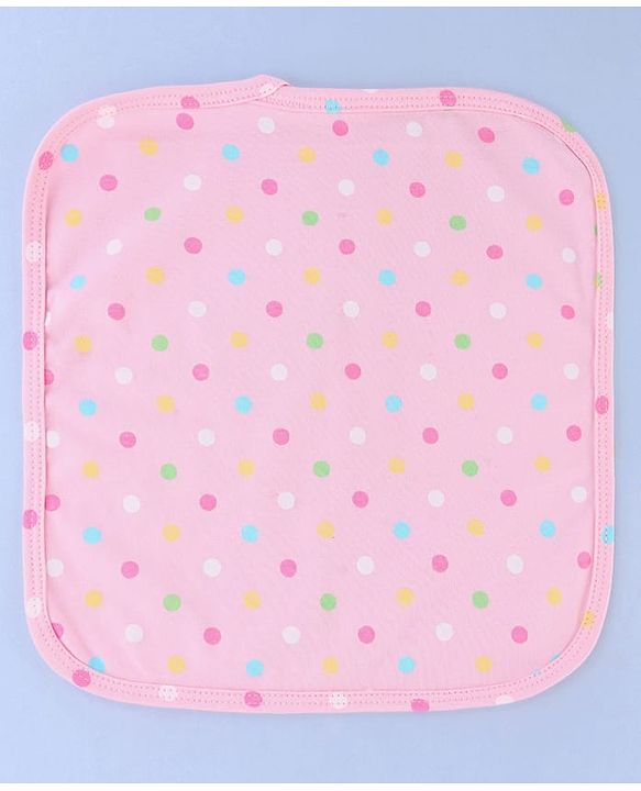 Babyhug Cotton Knit Wash Cloths with Floral & Polka Dot Pack Of 6 L 25.4 x B 25.4 cm - White Yellow & Pink