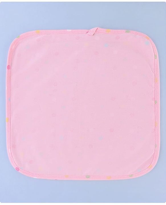 Babyhug Cotton Knit Wash Cloths with Floral & Polka Dot Pack Of 6 L 25.4 x B 25.4 cm - White Yellow & Pink